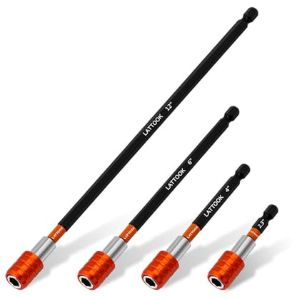 4-Pieces Drill Bit Extension Set (2-3/8", 4", 6", 12'' Long)