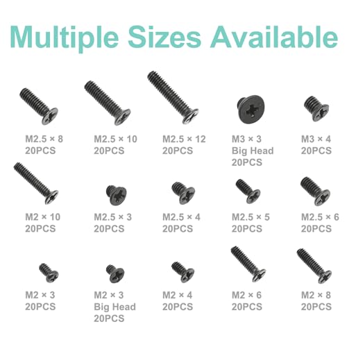 300Pcs Black Laptop Notebook Computer Replacement Screws Kit