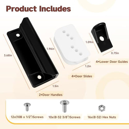 Shed Door Tune Up Full Kit Metal Door Glides Kit Compatible with Arrow ShelterLogic Shed Replace#: Dk100-A，Includes 2 Door Handles, 4 Lower Door Guides 4 Door Slides Screws and Nuts
