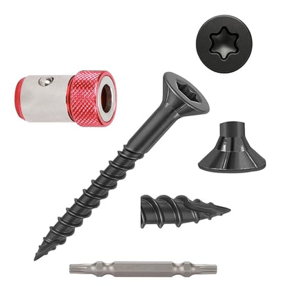 Wood Screws Black #6 × 1-1/2 inch Torx Star Drive Deck Screws Flat Head M3.5 × 40 Countersunk T10 Self Tapping Thread Cut 100pcs Carbon Steel Galvanized Very Small Size Screw(100PCS/Small Box Black) - color: Black, size: #6×1-1/2