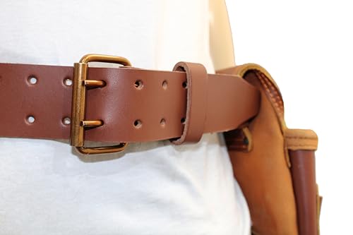 Genuine Brown Leather Framer’s Tool Belt – Commercial‑Grade 2″ Universal Belt – 2 Sliding Tool Pouches (5 pockets each), Nail Pouch & Dual Hammer Holders – Carpenter, Contractor Rig