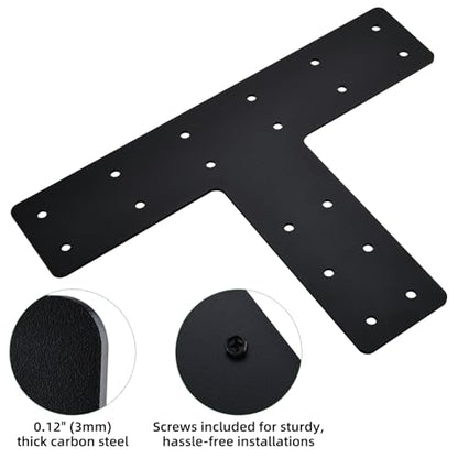 T Post Bracket for 4x4 Lumber, 14" x 10" Heavy Duty Steel Mending Plate, Pergola T Beam Truss Bracket, Post to Beam Connectors, Thickness 1/8" (3mm) - size: 14" x 10"