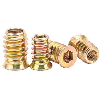 Qrity 20 Pcs Threaded Insert, Hex Drive Threaded Inserts for Wood, Furniture Nuts, Hex Socket Drive M5x12mm, Wood Inserts - size: M5 x 12