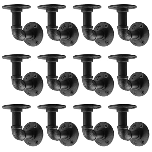 MUZIK 12Pc 4"×4" L Pipe Shelf Bracket, Heavy Duty Wall Mount, DIY Shelving - size: 4*4 Inch, style: 12 Pack