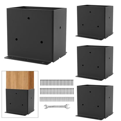 4"X6" Post Base 4 Pcs,Post Brackets (Inner Size 3.5"x5.5") 2mm Thick - size: 4X6 4PCS