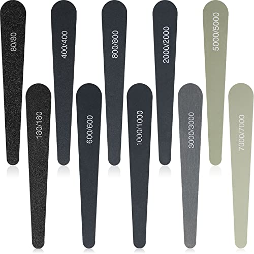 Honoson 10 Pcs Sanding Sticks for Plastic Models, Low Grits, Water Drop - style: Water Drop Style