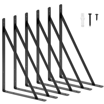 HOME MASTER HARDWARE 20x13 Inch Heavy Duty Shelf Brackets, Black 6 Pack - color: Black, size: 20 inch x 13 inch-6pcs