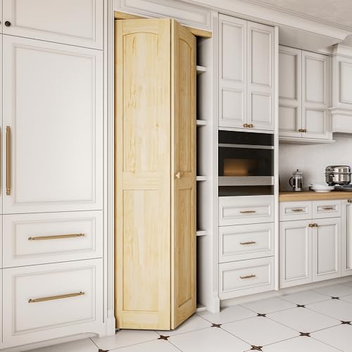 Bifold Doors for 24"x80" Opening, Solid Pine Wood Interior Folding Doors - size: 23.45" x 77.75" (fit 24*80.5-80.75 opening)