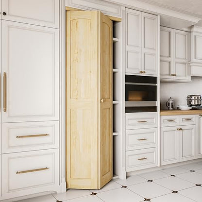 Bifold Doors for 24"x80" Opening, Solid Pine Wood Interior Folding Doors - size: 23.45" x 77.75" (fit 24*80.5-80.75 opening)
