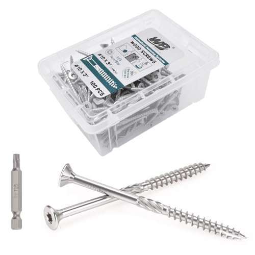 #10x3 inch Stainless Steel Deck Screws 100 PCS Wood Screws with T25 Bit - size: #10*3"-100pcs