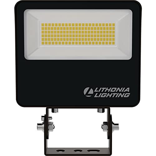 Lithonia Lighting All-in-One LED Flood Light, Waterproof Dusk to Dawn MVOLT - color: Switchable White (Adjustable Lumens), size: 6.04 W x 5.17 L x 1.86 H | Knuckle or Yoke Mount, style: Modern