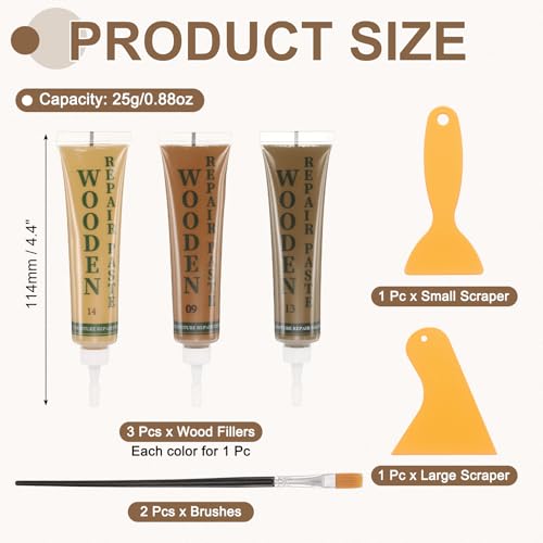 uxcell Wood Repair Kit 3 Color 0.88oz Wood Fillers Furniture Repair Kit - color: Yellow Sandalwood, Light Walnut, Natural Wood