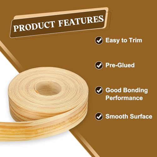 uxcell 1-1/2 Inch x 49ft Wood Veneer Edge Banding, Pre-Glued Flexible Pine Edging Strips, Iron on with Hot Melt Adhesive Wood Tape for Cabinet Repair and Furniture Restoration - size: 1-1/2 Inch x 49ft