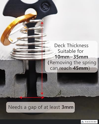NACETURE Heavy Duty Deck Anchors with Carabiners, 10 Pack Black - color: Black