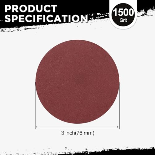 100Pcs Sanding Discs 3Inch 1500Grit Hook and Loop Sandpapers Red - size: 3 Inch(1500 Grit)