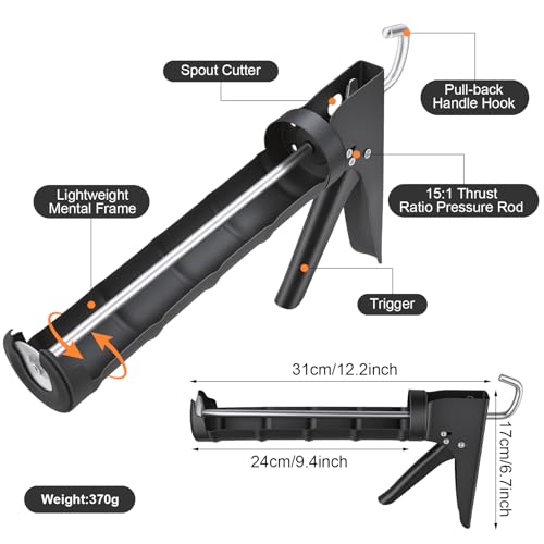 Caulk Gun Kit With Scraper Tools, 10 Oz, For Kitchen Bathroom - size: with Caulk Gun