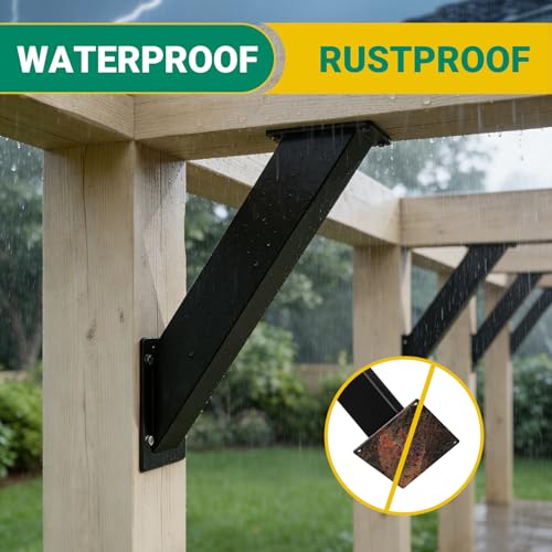 2pcs 45 Degree Angle Support Bracket for 4'X4' Post,Pergola Brackets - size: 4"×4"-2Pcs