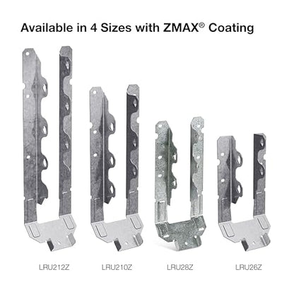 Simpson Strong-Tie Rafter Hanger LRU26Z - Adjustable Slope, Face-Mount, 18-Gauge Steel - Pack of 25