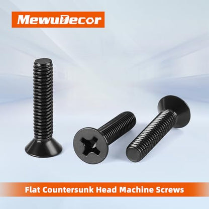 M4 x 20mm Flat Countersunk Head Machine Screws, Cross Screw, 304 Stainless Steel 18-8, Black Finish, 50 PCS - size: M4 x 20mm