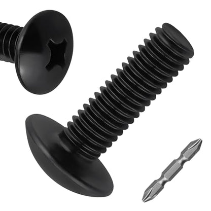 100pk M5 x 12mm Black Truss Head Machine Screws, 304 SS + Bit - size: M5-0.8 x 12mm