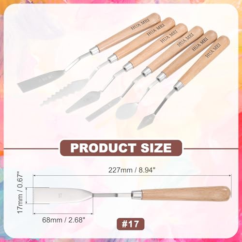 MECCANIXITY HM#17 Palette Knives 17mm Width Stainless Steel Spatula Painting Pallet Knife with Wood Handle for Oil Painting Acrylic Canvas Mixing Spreading - style: HM#17 + 17mm