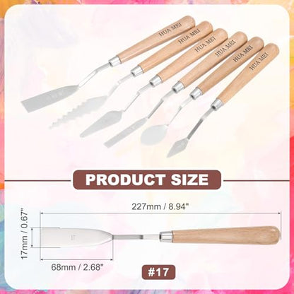 MECCANIXITY HM#17 Palette Knives 17mm Width Stainless Steel Spatula Painting Pallet Knife with Wood Handle for Oil Painting Acrylic Canvas Mixing Spreading - style: HM#17 + 17mm