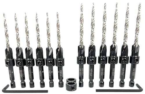 FTG USA 6 Pc #8 (11/64") 6 Pc #10 (3/16") Tapered Countersink Drill Bit Set - size: #8#10, style: Same Sort 6 Pc