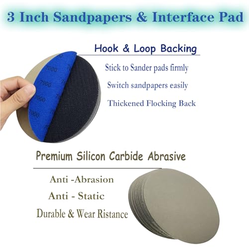 3 Inch Sanding Discs, 40pcs 320 Grit Premium Silicon Carbide Sandpaper - style: Grit 320
