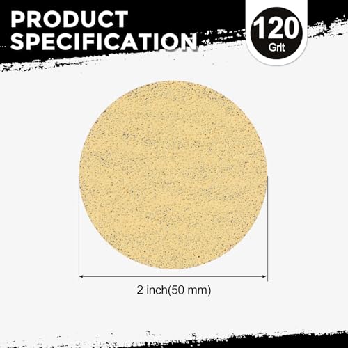 50Pcs Sanding Discs 2In 120Grit Hook and Loop Sandpapers Yellow - color: Yellow, size: 2 Inch(120 Grit)