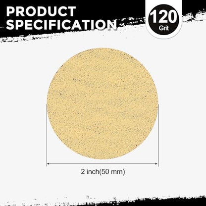 50Pcs Sanding Discs 2In 120Grit Hook and Loop Sandpapers Yellow - color: Yellow, size: 2 Inch(120 Grit)