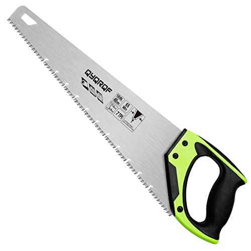 18 Inch Hand Saw, Upgraded Heavy Duty Wood Saw with Chip Removal Design Rust-proof Handsaw for Sawing Pruning Gardening Wood Plastic and Drywall - color: Green-18 Inch Upgraded