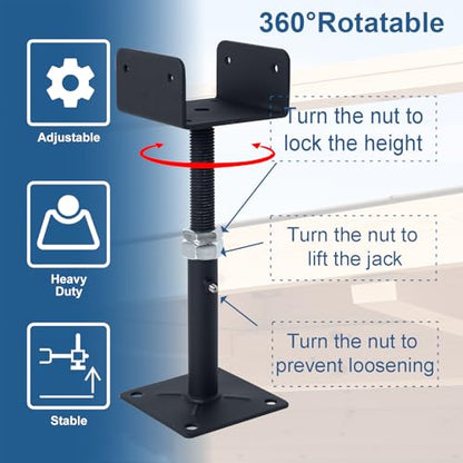 4 Pack Mini U-Shaped Screw Jack for 4x2, 4x4, 4x6 Joists - Adjustable Steel Telepost with U-Head, U-Shaped Floor Jack, U-Shaped Post Jack.6-9 Inch Adjustment Range - size: 6-9