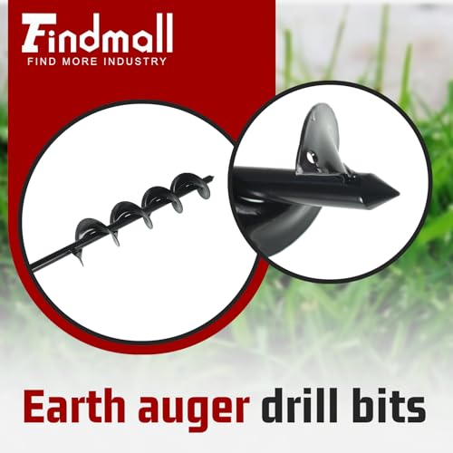 findmall Auger Drill Bit, Earth Auger Bit, 24 Inch Length 3 Inch Width Repid Planter, Yard Gardening Planting Corm Auger, Post or Umbrella Hole Digger for 3/8 Inch Hex Drive Drill + - size: 24 x 3 in