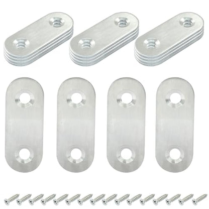 16 Pack 1.5 Inch Stainless Steel Flat Plate Straight Bracket - size: 1.5"- 40mm -Silver