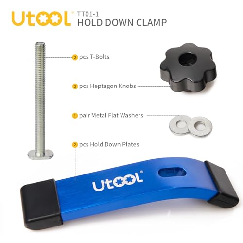 UTOOL 2 Pack T-Track Hold Down Clamps Kit, 6-1/3" L x 1-1/5" Width, Blue - size: 2 PCS Clamps