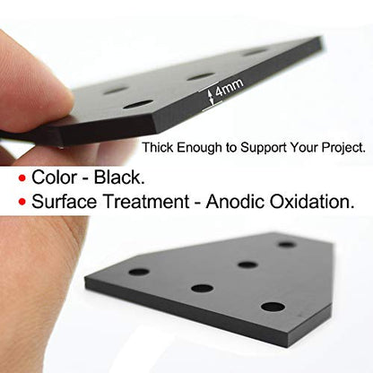 8 Sets 1010 Aluminum Extrusion T Slot Corner Bracket 10 25 Series Extruded Hardware T Shape Joint Plate with Nut Bolt for 10/10 1 Inch Black Aluminum Profile Connector Accessories - style: 10 set T bracket with m5