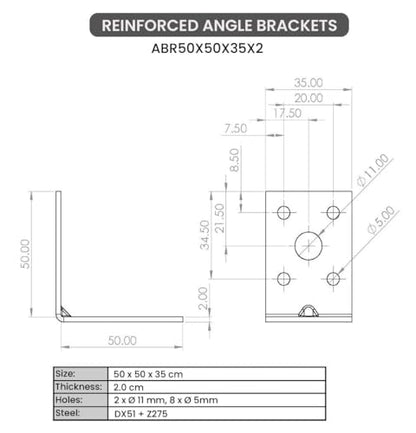 10 Pack Angle Brackets (1.97" x 1.97" x 1.38") Heavy Duty Corner Sleeper Bracket with Beading Timber Wood Metal Joining Fixing L Galvanised Steel Sheet Connector - size: 1.97" x 1.97" x 1.38"