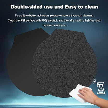 Round 270mm Black Build Plate for Flsun Sr Super Racer/QQ-S-PRO, Double Sided Textured PEI+Smooth PEI Flexible Spring Steel Platform Heated Print Bed for Flsun Sr Super Racer/QQ-S-PRO Printer - size: Round 270mm