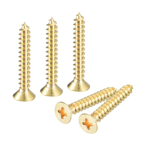 uxcell 20Pcs Brass Wood Screws, M4 x 25mm Phillips Flat Head Self Tapping Screw Woodworking Screw for Door Hinges, Wooden Furniture, Home Appliances - size: M4 x 25mm