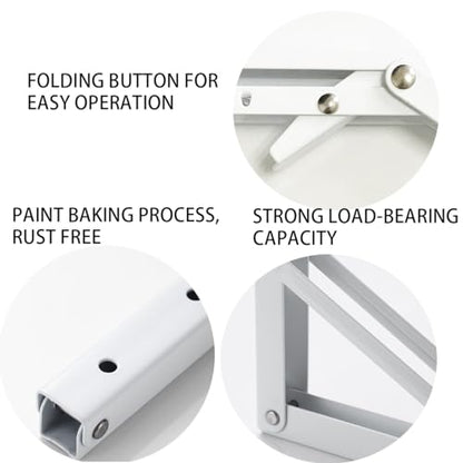 White Folding Shelf Brackets Max. Load 220 lb, Heavy Duty DIY Wall Mounted Shelf Bracket Space Saving for Table Work Bench (6 INCH-2PCS) - size: 6 INCH-2PCS