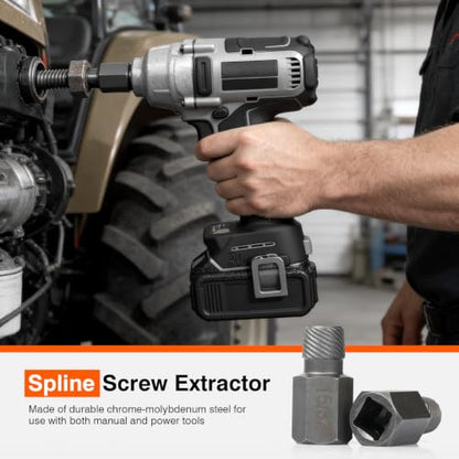 52PCS Bolt Extractor Set & Screw Extractor Kit, Stripped Bolt Remover Socket Set, Easy Out Tool for Broken, Damaged, Rusted & Rounded Bolts, Nuts and Stripped Screws with Portable Storage Case