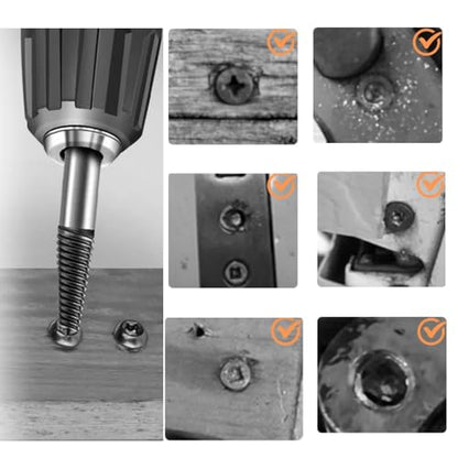6PCs Damaged Screw Extractor Kits, Chrome-vanadium Steel Stripped Screw Extractor Broken Bolt Extractors Kit, Easy Out Damaged Bolts Remover Tool