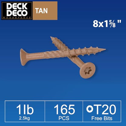 Wood Screws#8 x 1-5/8" Exterior Deck Screws165pcs(approx)1 lb/Box - size: #8x1-5/8"