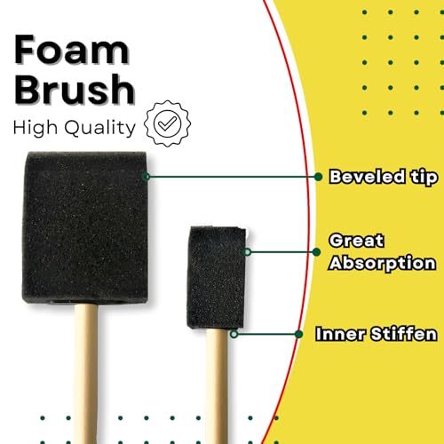 Foam Paint Brush Set 2 inch, 20 Pack with Wood Handles - size: 2" - 1 Pack