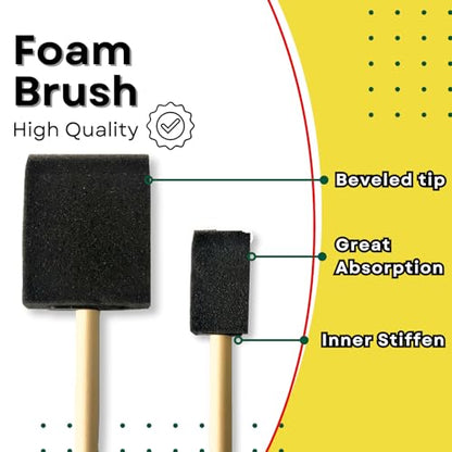 Foam Paint Brush Set 2 inch, 20 Pack with Wood Handles - size: 2" - 1 Pack