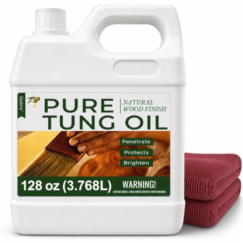 128oz 100% Pure Tung Oil, Food Safe Waterproof Wood Finish with Easy Cloth - size: 128 Fl Oz