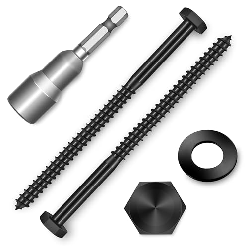 (15-Set) 1/4 x 4 Lag Screws, Stainless Steel Heavy Duty Hex Head Lag Bolts for Wood, Commercial/Industrial Grade 1/4 Bolts, Mounting Screws Bolts Kit, Black Oxided by Marysino - color: Black, size: 1/4 x 4"