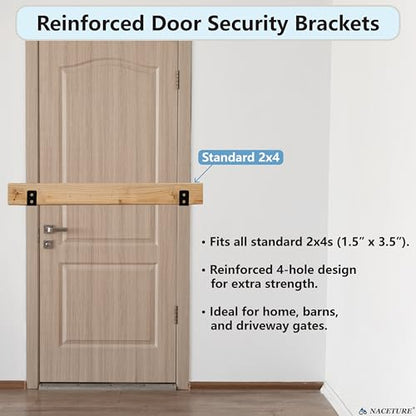 NACETURE Heavy Duty Door Barricade Brackets, White, 2 Pack - style: White 2 Pack
