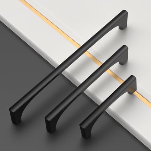 Asidrama 10 Pack 3 Inch(76mm) Matte Black Cabinet pulls Kitchen Cabinet Handles, Cabinet Pulls Kitchen Cabinet Hardware for Cupboard Drawer Pulls 2321 - color: Matte Black, size: 3" Hole Center, style: 10 Pack