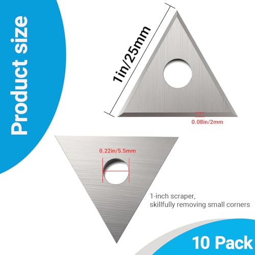 10 Pack 1" Triple Edge Blade,1 Inch Paint Scraper Blades Tool,Three-Edged Triangle Tungsten Steel Blade